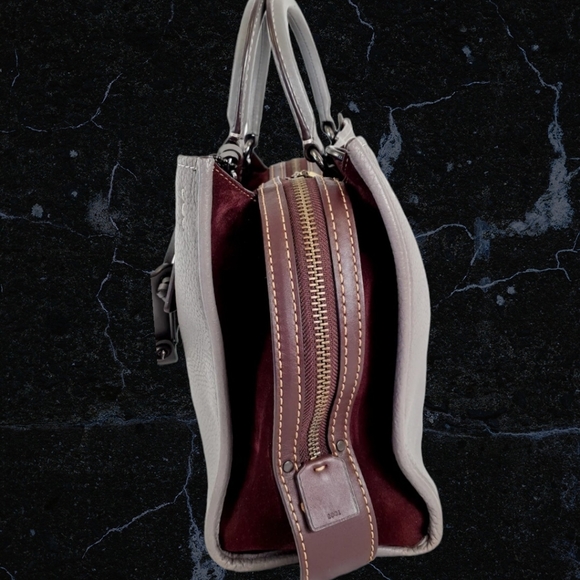 Coach 1941 Rogue Pebbled Heather Grey Leather W/Oxblood Suede#23755 - Picture 6 of 8